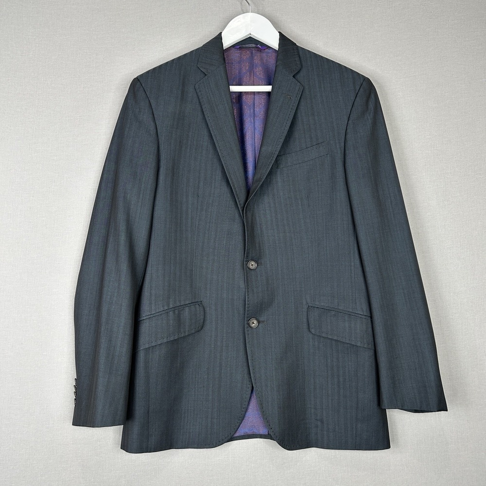 Ted Baker Endurance Blazer Jacket Men 38R Gray Pinstripe Wool Sports Coat Formal